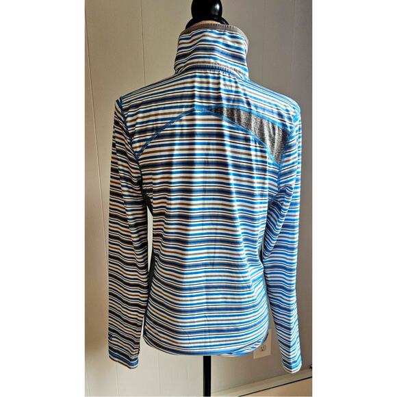 NEW NILS, Ski Shop, Blue/White Stripe 1/4 Zip collared shirt Activewear. Sz L - Picture 4 of 8
